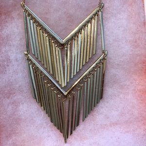 Long Gold chevron layered necklace